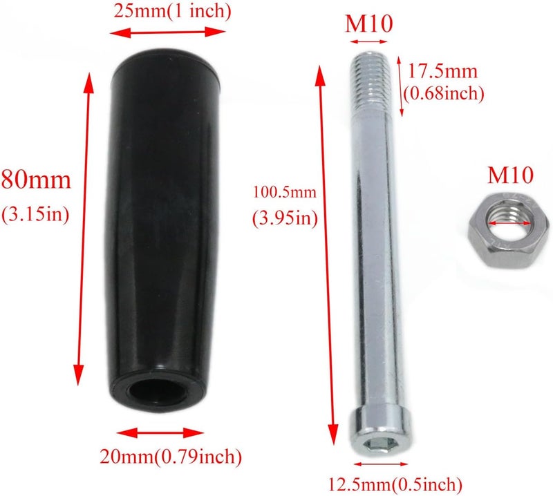 yukata Rotary Handles Lathe Hand Handle Marine Winch Handles Trailer Jack Crank Handwheel milling Machine Accessories M8 Threaded Handle with nut 2pcs (M10*80) - Image 4
